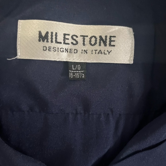 Milestone Designed in Italy Navy Blue Shirt w/ one Front Pocket!! - Picture 7 of 8